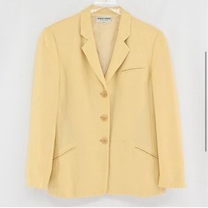 VTG 90s GIORGIO ARMANI Womens Size 6 Blazer Pastel Yellow Linen Silk Blend Italy